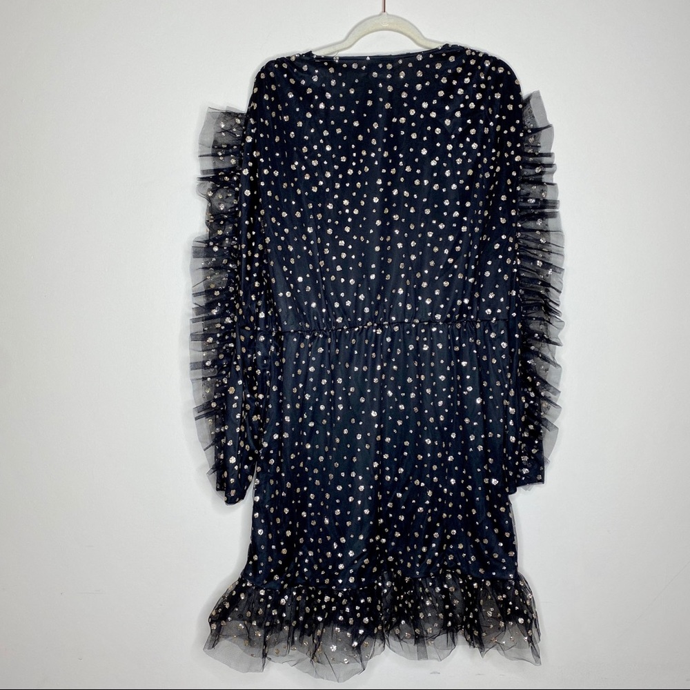 PrettyLittleThing Black and Gold Polka Dot Mini Dress - Picture 5 of 8